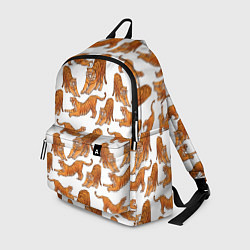 Рюкзак Тигровые потягушки паттерн белый, цвет: 3D-принт