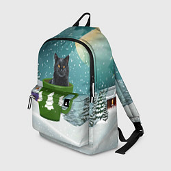 Рюкзак Черный кот в кружке, цвет: 3D-принт