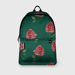 Рюкзак Ярко красные розы на темно-зеленом фоне, цвет: 3D-принт — фото 2