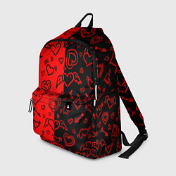 Рюкзак Черно-Красные сердца с крылышками, цвет: 3D-принт