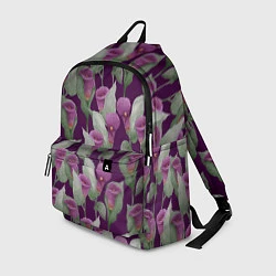 Рюкзак Фиолетовые каллы на темно фиолетовом фоне, цвет: 3D-принт