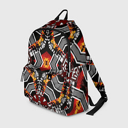 Рюкзак Арабский орнамент в красно -желто-черных тонах, цвет: 3D-принт