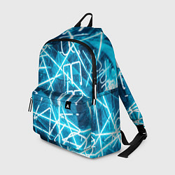 Рюкзак Неоновые лучи и неоновые надписи - Голубой, цвет: 3D-принт