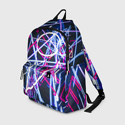 Рюкзак Неоновые хаотичные линии и буквы - Синий, цвет: 3D-принт