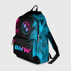 Рюкзак BMW - neon gradient: символ сверху надпись снизу, цвет: 3D-принт