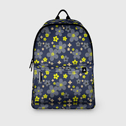 Рюкзак Лимонного цвета цветы на серо-синем фоне, цвет: 3D-принт — фото 2