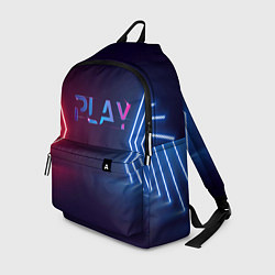 Рюкзак Play неоновые буквы и красно синие полосы, цвет: 3D-принт