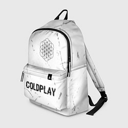 Рюкзак Coldplay glitch на светлом фоне: символ, надпись, цвет: 3D-принт