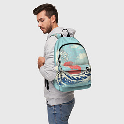 Рюкзак Морской пейзаж с большими волнами на закате, цвет: 3D-принт — фото 2