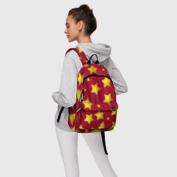 Рюкзак Золотые звезды и елки на красном, цвет: 3D-принт — фото 2