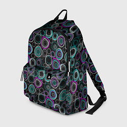 Рюкзак Узор ретро круги и кольца на черном фоне, цвет: 3D-принт