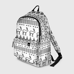 Рюкзак Черно-белый узор с оленями, цвет: 3D-принт