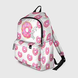 Рюкзак Серый кролик с розовыми пончиками, цвет: 3D-принт