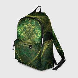 Рюкзак Зелёно-жёлтый волнообразные линии во тьме, цвет: 3D-принт