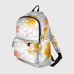Рюкзак Нарисованный цветы - светлый, цвет: 3D-принт