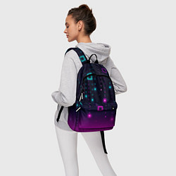 Рюкзак Светящиеся неоновые квадраты, цвет: 3D-принт — фото 2