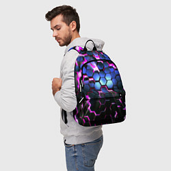 Рюкзак Неоновые стильные соты, цвет: 3D-принт — фото 2