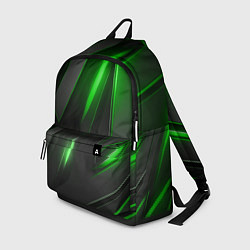 Рюкзак Черные пластины с зеленым свечением, цвет: 3D-принт