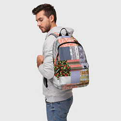 Рюкзак Пэчворк из разноцветных лоскутов в оранжевых и сер, цвет: 3D-принт — фото 2