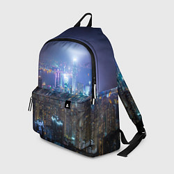 Рюкзак Большой город в розово-голубых огнях, цвет: 3D-принт