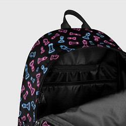 Рюкзак Неоновые розовые и голубые шахматные фигуры на чер, цвет: 3D-принт — фото 2