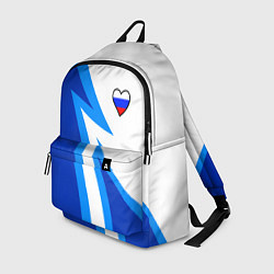Рюкзак Флаг России в сердечке - синий, цвет: 3D-принт