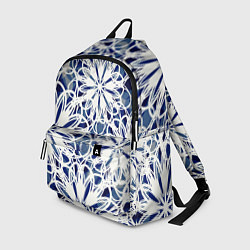 Рюкзак Стилизованные цветы абстракция синее-белый, цвет: 3D-принт