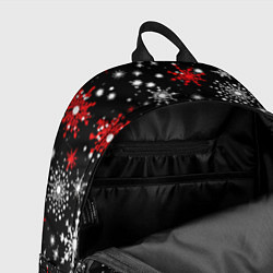 Рюкзак Белые и красные снежинки на черном фоне - нейросет, цвет: 3D-принт — фото 2