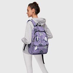 Рюкзак Мистические кошечки - паттерн фиолетовый, цвет: 3D-принт — фото 2