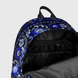 Рюкзак Новогодняя гжельская роспись цветами на чёрном фон, цвет: 3D-принт — фото 2