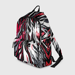 Рюкзак Красно-белая абстракция на чёрном фоне, цвет: 3D-принт