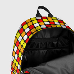 Рюкзак Красные, жёлтые и белые квадраты, цвет: 3D-принт — фото 2