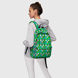 Рюкзак Зелёные и белые квадраты, цвет: 3D-принт — фото 2
