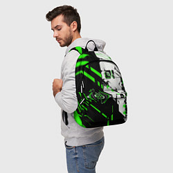 Рюкзак Зелёные и чёрные техно линии, цвет: 3D-принт — фото 2