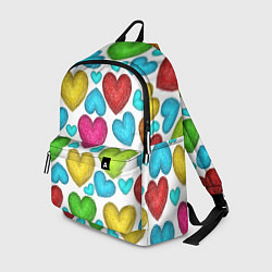 Рюкзак Сердца нарисованные цветными карандашами, цвет: 3D-принт