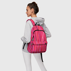 Рюкзак Яркий красно-розовый полосы, цвет: 3D-принт — фото 2