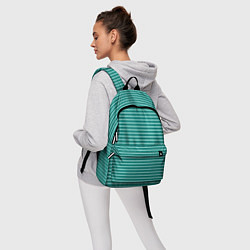 Рюкзак Светло-бирюзовый полосатый, цвет: 3D-принт — фото 2