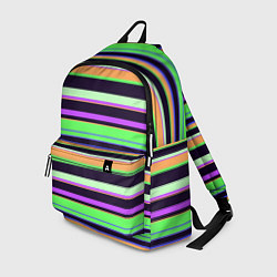 Рюкзак Зелёно-фиолетовый полосатый, цвет: 3D-принт