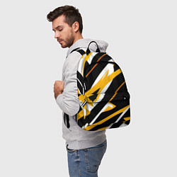 Рюкзак Жёлто-белые полосы и чёрный фон, цвет: 3D-принт — фото 2