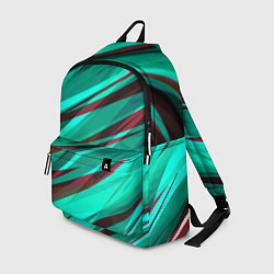 Рюкзак Бирюзовый и бордовый абстрактные полосы, цвет: 3D-принт
