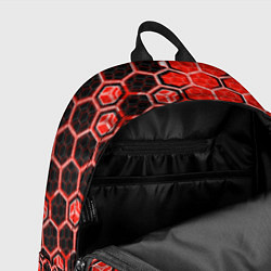 Рюкзак Техно-киберпанк шестиугольники красный и чёрный с, цвет: 3D-принт — фото 2