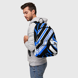 Рюкзак Чёрно-синие полосы на белом фоне, цвет: 3D-принт — фото 2