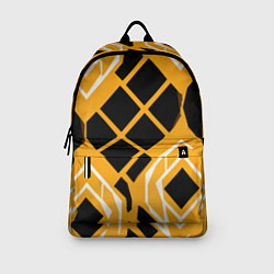 Рюкзак Чёрные квадраты и белые полосы на оранжевом фоне, цвет: 3D-принт — фото 2