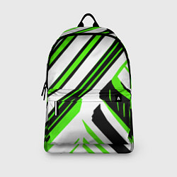 Рюкзак Чёрно-зелёные полосы на белом фоне, цвет: 3D-принт — фото 2