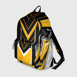Рюкзак Жёлто-серые полосы на чёрном фоне, цвет: 3D-принт