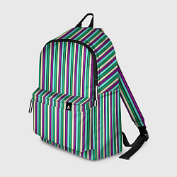 Рюкзак Фиолетово-зелёный полосатый, цвет: 3D-принт