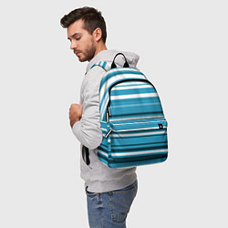 Рюкзак Бело-голубой в полоску, цвет: 3D-принт — фото 2