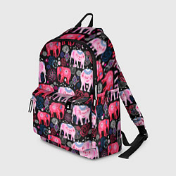 Рюкзак Орнамент разноцветных слонов, цвет: 3D-принт