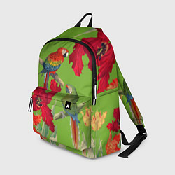 Рюкзак Попугаи среди цветов, цвет: 3D-принт