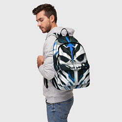 Рюкзак Абстрактный белый череп и синие полосы, цвет: 3D-принт — фото 2